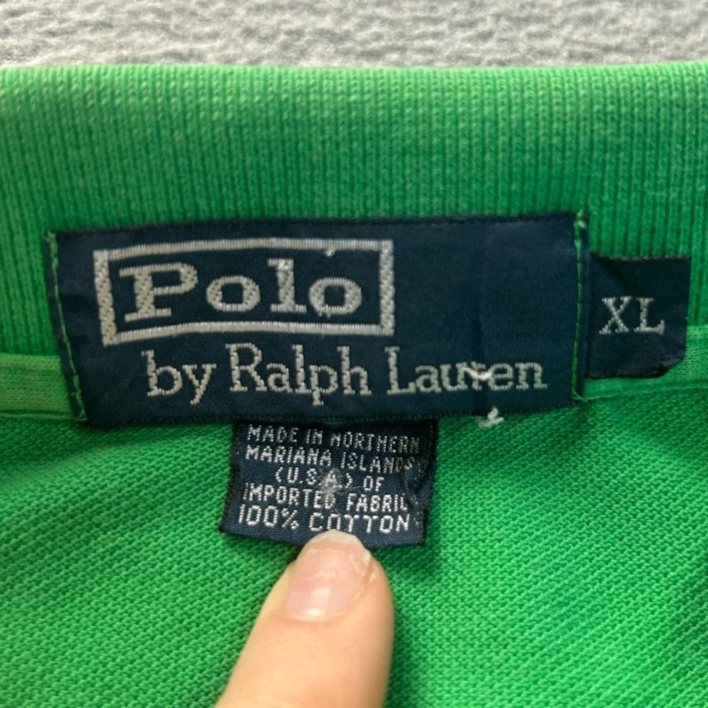 Polo Ralph Lauren Polo Shirt  Mens XL Kelly Green Orange Pony Logo Short Sleeve